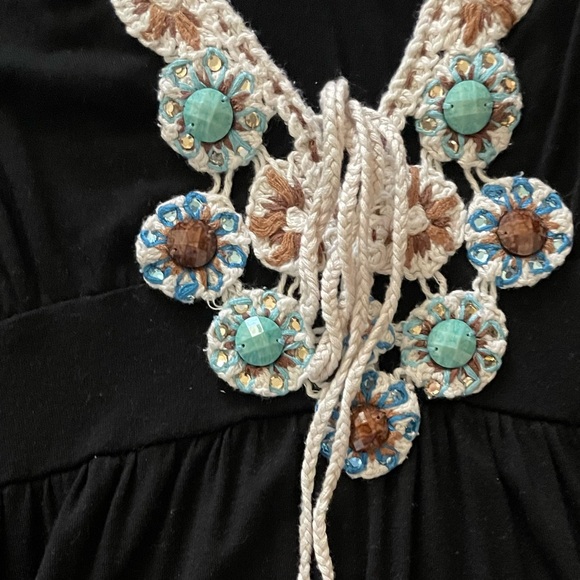 Soul Revival Black Midi Dress with Turquoise and Brown Accents - Picture 4 of 4